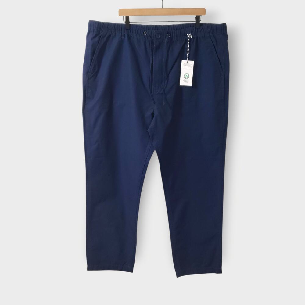 NWT Peter Christian Navy Blue Drawstring Waist Ripstop Pant Organic Cotton 46x30